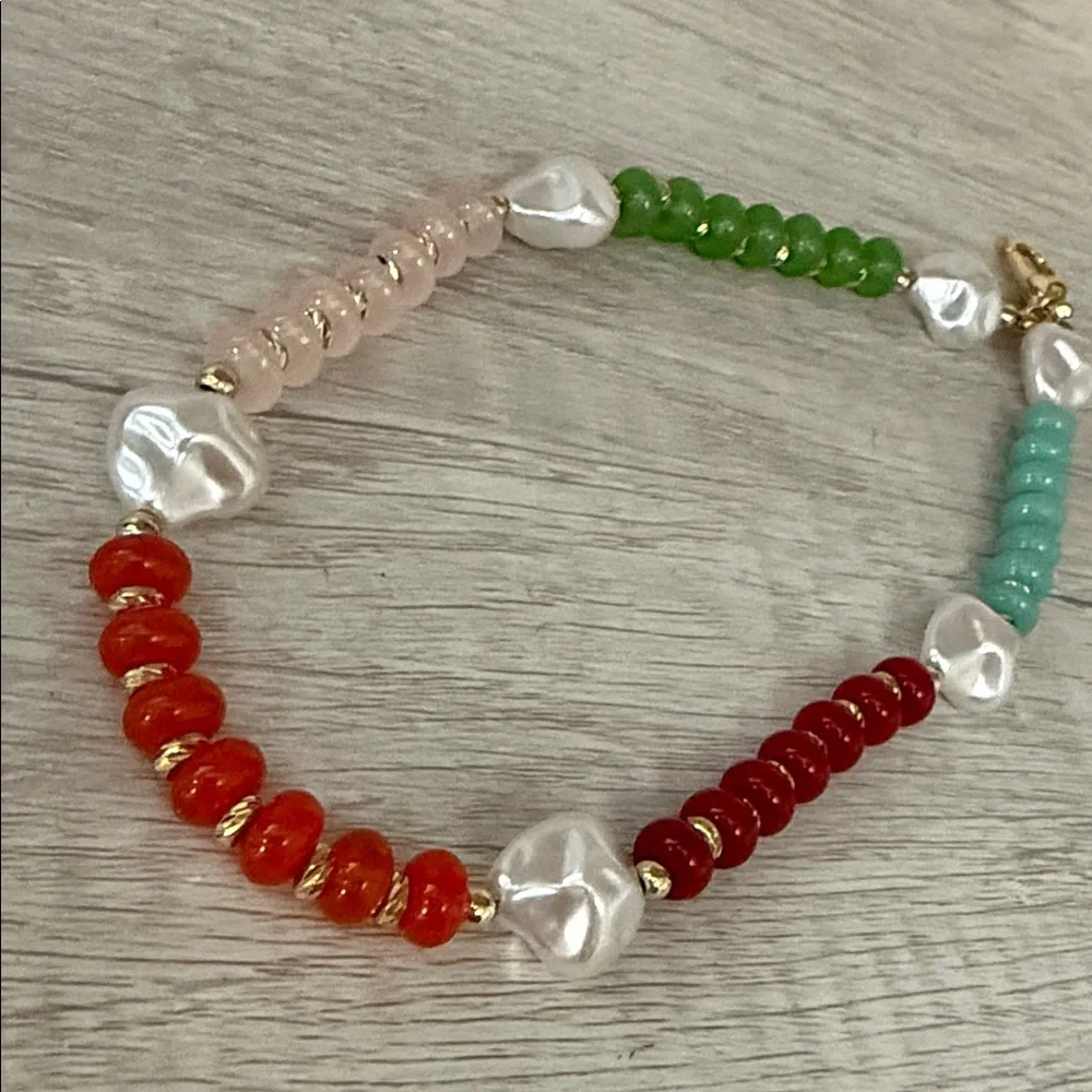 Boho Beaded Faux Pearl Accent Cell Phone Wristlet